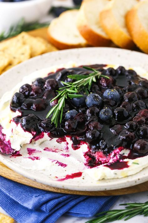 Goat Cheese Fruit Dip, Boujee Food Ideas, Blueberry Balsamic Goat Cheese Appetizer, Blueberry Feta Dip, Charcuterie Board With Goat Cheese, Blueberry Brie Appetizers, Blueberry Dip Cream Cheese, Blueberry Dinner Recipes, Blueberry Goat Cheese Recipes