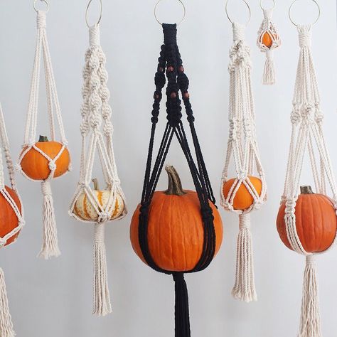 Macrame Pumpkin, Jungle Design, Halloween Eyes, Plant Hangers, Macrame Plant Hangers, Halloween Inspiration, Unique Halloween, Halloween Fashion, Urban Jungle