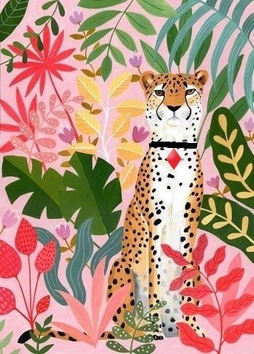 Cheetah Art, Wal Art, Leopard Art, Jungle Art, Posca Art, Tropical Wall Art, Botanical Art Prints, Print Illustration, Cheetahs