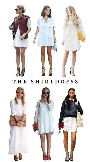 Shirt Dress Over Pants, White Shirtdress Styling, How To Style Shirt Dress, Shirt Dress Styling Ideas, How To Style A Shirt Dress, Sweater Ideas, Shirt Dresses, White Shirt Dress, Summer 2015