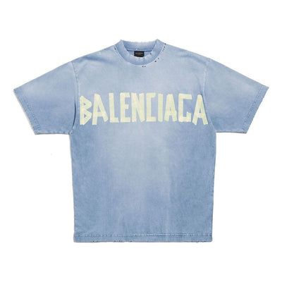 Balenciaga Tape Type T-shirt Medium Fit 'Faded Blue' 739784TOVA94530 Cristobal Balenciaga, Balenciaga T Shirt, Jersey Vintage, Limited Edition Sneakers, Vintage Jerseys, Dolce E Gabbana, Cotton Logo, T-shirt Polos, Couture Collection