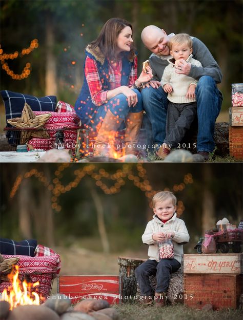 Camping Mini Session, Camping Family Photos, Bonfire Family Photoshoot, Campfire Family Photoshoot, Winter Mini Session Ideas, Campfire Mini Session Photo Shoot, S’mores Family Photos, Fall Mini Sessions Set Up, Mini Photo Session Ideas