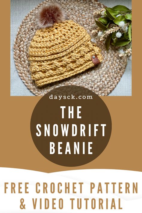 Winter Crochet Beanie Hat In Acrylic Yarn, Lakeside Beanie Crochet Pattern, Crochet Snowflake Beanie Pattern, Hand-knitted Cream Crochet Hat For Winter, Crochet One-size Winter Beanie, Slouchy Hat Crochet Pattern, Crochet Baby Beanie, Yarn Bee, Crochet Winter