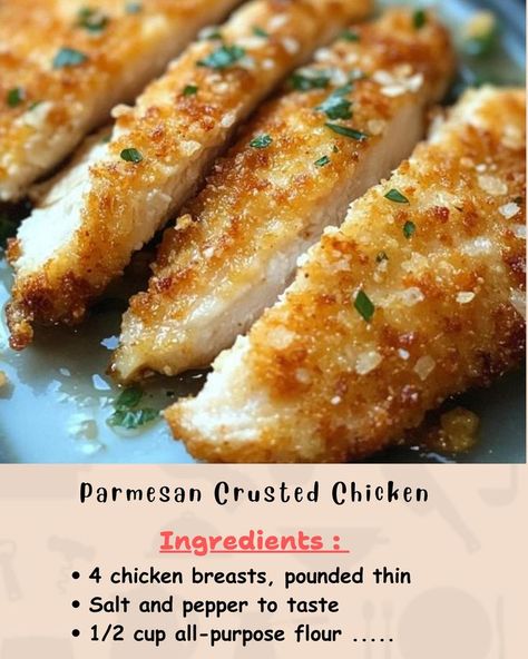 Pounded Chicken Breast Recipes, Parmesan Crusted Chicken Breast, Parmesan Crusted Chicken Recipe, Crusted Chicken Recipes, What Is For Dinner, Parmesan Crusted Chicken, Salad Recipes For Dinner, Parmesan Crusted, Crusted Chicken