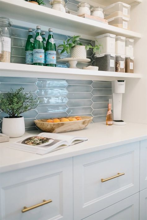 Entryway Makeover in a Builder Grade Home - The Ginger Home Kitchen Cabinet Side Panel Decor Ideas, Builder Grade Home Makeover, Pantry Backsplash Ideas, Builder Grade Pantry Makeover, Builder Grade Kitchen Makeover, Designer Pantry, Upgrade Builder Grade Home, Florida Interior Design Ideas, Laundry Pantry Combo Ideas