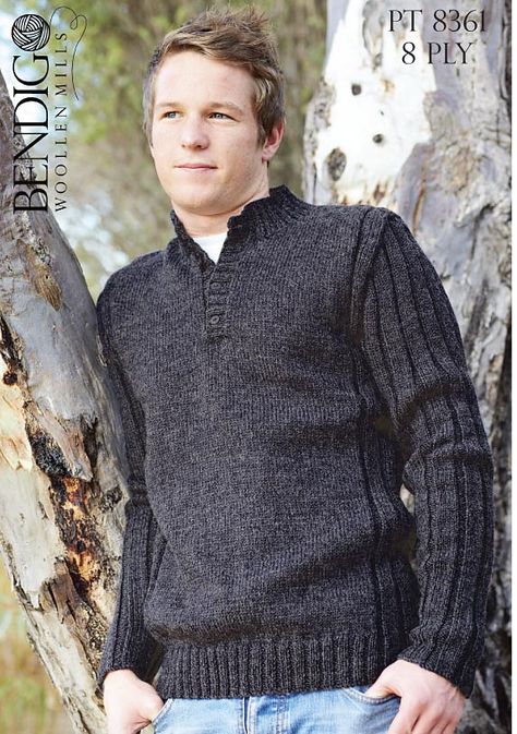 Ravelry: PT 8361 Men's Henley by Bendigo Woollen Mills Sock Yarn Knitting Patterns, Mens Knit Sweater Pattern, Frugal Male Fashion, Boys Knit Sweaters, Knitting For Men, Knit Sweater Pattern, Patterned Jacket, Mens Knit Sweater, Knitting Patterns Free Sweater