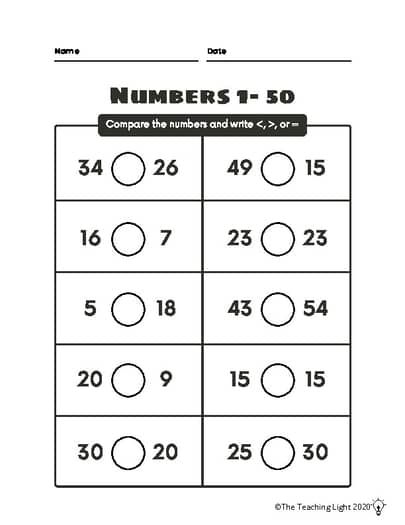 Number Worksheets Kindergarten, Greater Than Less Than, Homework Worksheets, Comparing Numbers, Worksheets Kindergarten, Primary Maths, Number Worksheets, Math Worksheet, Kindergarten Worksheets