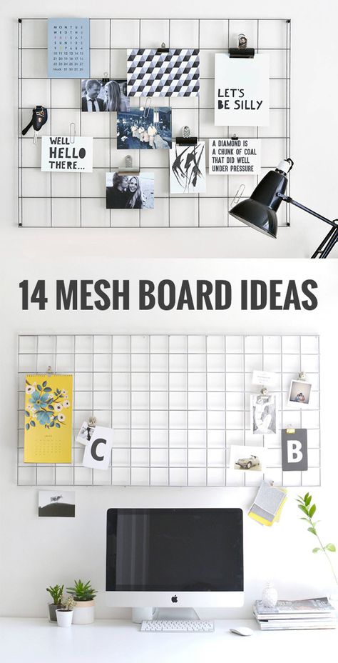 Study Table Grid Decor, Grid Board Ideas Aesthetic, Wall Grid Inspiration, Wire Board Decor, Grid Board Ideas, Desk Grid Board, Desk Grid, Wire Memo Board Ideas, Memo Board Ideas