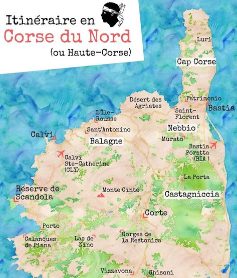 Voici la carte de nos coups de cœur en #Corse du Nord (appelée aussi Haute-Corse), qui vous permettront d'organiser votre itinéraire pour une semaine ou 10 jours dans le nord de l'île au départ de Bastia ou de Calvi. #France #roadtrip #voyage #JaimeLaCorse France Roadtrip, Sea Island, Travel Maps, Mediterranean Sea, European Travel, Travel Around The World, Travel Around, Summer Vacation, Circuit