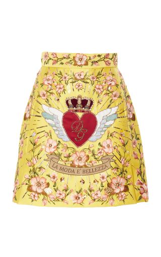 Polyvore Clothes, Dolce And Gabbana Fashion, Fashion Dictionary, Embellished Skirt, Beige Skirt, A Line Mini Skirt, Embroidered Skirt, Dolce E Gabbana, 가을 패션