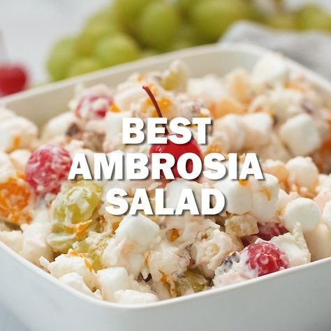 Best Ambrosia Salad, Ambrosia Fruit Salad, Ranch Pasta, Fruit Salad Easy, Resep Salad, Ambrosia Salad, Fruit Salad Recipes, Dessert Salads, Potatoe Salad Recipe