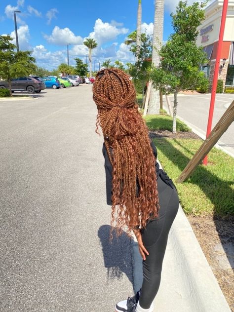 Goddess braids #cutehairstyle #hairideas #hairstyleideas Ginger Bohemian Braids, Bohemian Goddess Braids, Messy Braided Hairstyles, Dark Ginger Hair, Ginger Braids, Curly Head, Braid Extensions, Braided Hairstyles For Black Women Cornrows, Bohemian Braids