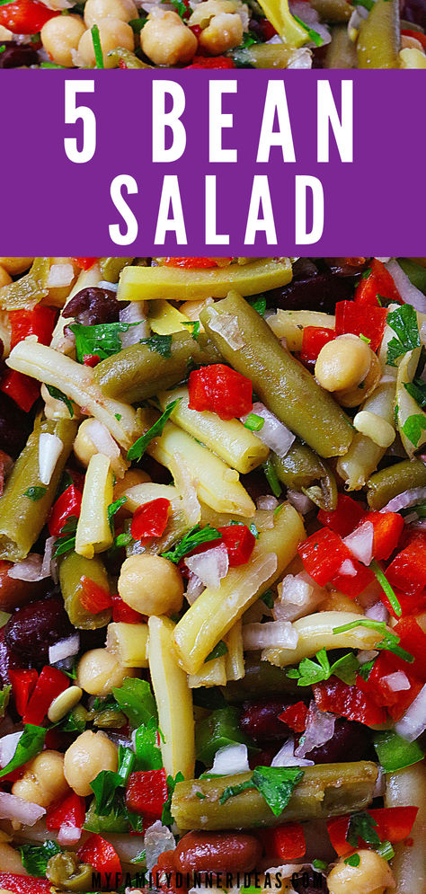 5-bean salad 5 Bean Salad Recipe, 5 Bean Salad, Butter Bean Salad, Five Bean Salad, Four Bean Salad, Types Of Beans, Bean Salad Recipes, Butter Beans, Cannellini Beans