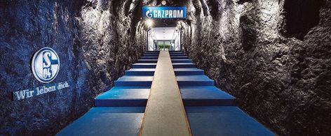 Schalke 04 stadium tunnel with coal mining theme based on the founding of the club by miners. Coal Mining, The Club, Sustainability, Quick Saves, Design