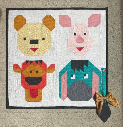 Sew Fresh Quilts: Winnie the POOH and Friends - a FREE tutorial! Pooh Bear Quilt, Nicu Quilts, Quilt Animals, Arrow Quilt, Tigger Eeyore, Kid Quilts, Disney Quilt, Winnie The Pooh And Friends, Doll Quilts