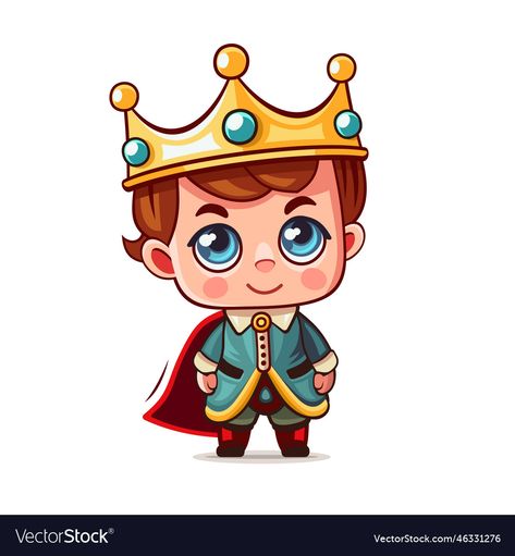 Crown Cartoon, King Clipart, King With Crown, King Cartoon, Chibi Boy, Cartoon Style, Baby Birthday, Cute Illustration, Transparent Png