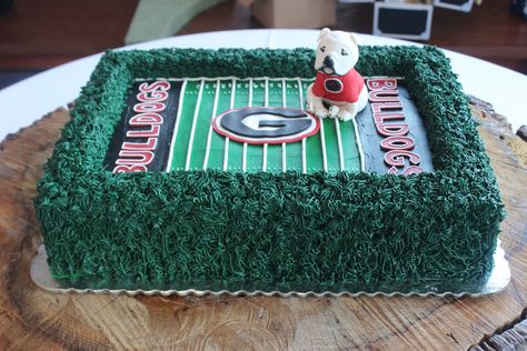 Georgia Bulldogs cake!                                                                                                                                                     More Georgia Bulldog Food Ideas, Georgia Bulldog Birthday Cake, Ga Bulldogs Cake, Uga Birthday Cakes, Georgia Cake Bulldogs, Uga Cake Georgia Bulldogs, Uga Cookies, Uga Cake, Georgia Bulldogs Cake