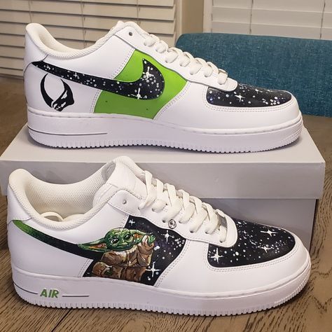 Star Wars Shoes, Air Force One Shoes, Custom Sneakers Diy, Painted Nikes, Custom Painted Shoes, Painted Sneakers, Custom Nike Shoes, Custom Nike, Hand Painted Shoes