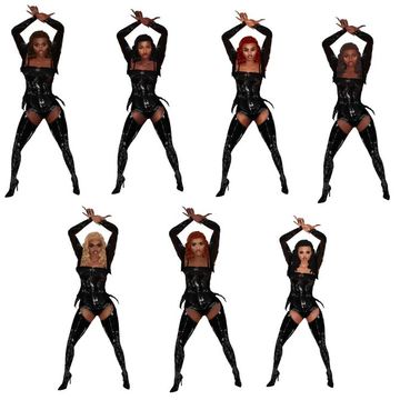 Backup Dancers | IMS on Patreon Beyonce Sims 4 Cc, Beyonce Bodysuit, Sims 4 Deco Sims, 4 Beyonce, Majorette Outfits, Deco Sims, Ts4 Poses, Dancer Poses, Car Poses