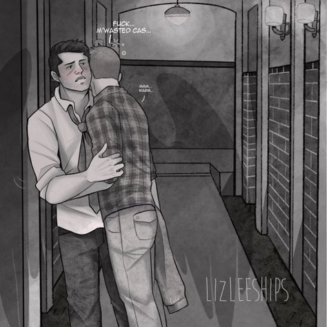 Dean X Castiel Fanart, Dean And Castiel Fan Art, Destiel Comic, Destiel Fanfiction, Castiel Fanart, Supernatural Jokes, Spn Fanart, Supernatural Fanfiction, Liz Lee