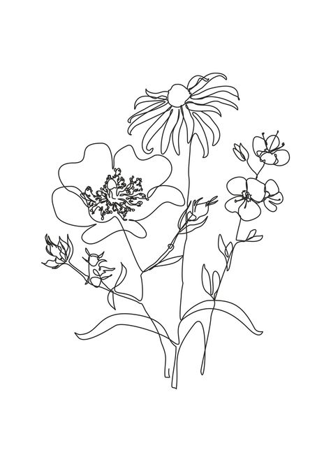 This is a personalized custom drawing. I will draw your bouquet, I will also draw your bouquet for the future tattoo I can draw any image in the minimalist of one line style for your. This fast and high-quality drawing also includes corrections and changes to the already finished drawing.  This is a printable Digital File (JPG Format) to download. This is not a physical item. Instant downloads can easily be printed from your home, local printer, or on-line printer service to get it printed profe One Line Flower Bouquet Tattoo, One Line Flower Bouquet Drawing, Wild Flower Fine Line Tattoo, Flower Bouquet Sketch Simple, Family Drawn Flower Tattoo, Flower Tattoos Line Art, Flower Bouquet Outline, Line Art Flower Tattoo, Bouquet Line Drawing