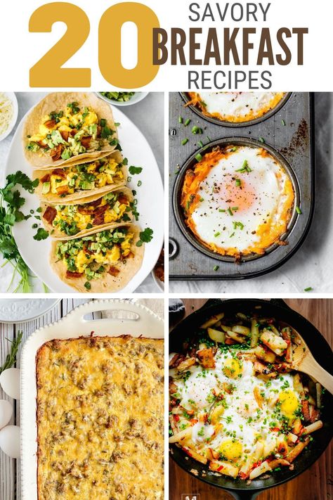 Breakfast isn't just for getting your morning energy. These savory dishes can help you enjoy breakfast any time of the day. On The Go Savory Breakfast, Easy Savory Brunch Recipes, Savory Baked Breakfast, Health Y Breakfast, Man Breakfast Ideas, Light Savory Breakfast, Savory To Go Breakfast, Non Traditional Breakfast Ideas Healthy, Weekday Morning Breakfast