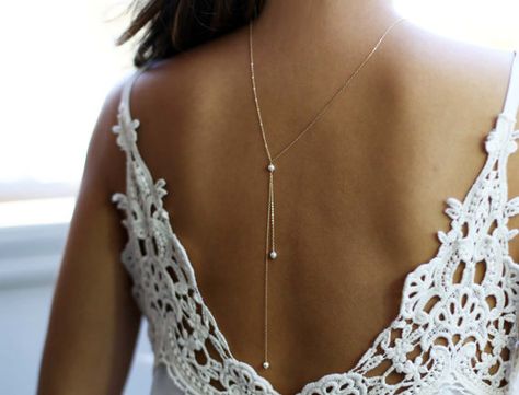 Jóias Body Chains, Body Necklace Chain, Backdrop Necklace, Simple Pearl Necklace, Body Necklace, Back Chain, Backdrops Necklace, Bridal Choker, Body Chains