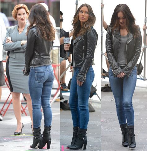 Judith Hoag and Megan Fox on the set of 'Teenage Mutant Ninja Turtles' Featuring: Judith Hoag, Megan Fox Where: Manhattan, New York, United States When: 11 May 2015 Credit: TNYF/WENN.com Megan Fox Outfits, Megan Fox Style, Mode Rock, Меган Фокс, Outfit Styles, Biker Chic, Weekly Outfits, Stil Inspiration, Megan Fox