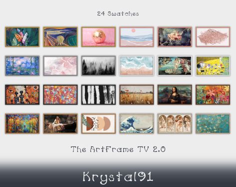 The ArtFrame TV 2.0 - The Sims 4 Download - SimsFinds.com Different Artstyle, Sims 4 Bedroom, Modern Luxe, Travel Artwork, The Sims 4 Download, The Kit, Maxis Match, Sims 4 Mods, Sims Cc