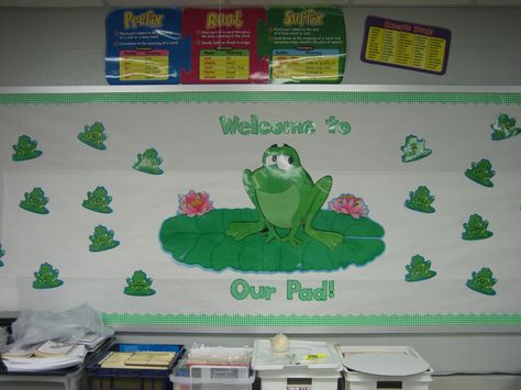 Frog Theme Preschool, Butterfly Bulletin Board, Frog Bulletin Boards, Frog Classroom, Welcome Bulletin Boards, Birthday Board Classroom, Preschool Decor, Preschool Bulletin, Teaching Essentials