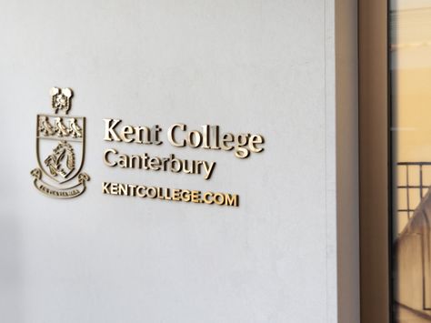 Mock Up of School Signage for Kent College School Branding, School Signage, Signage Ideas, Sports Court, Exterior Signage, Sport Court, College Design, Private School, Sign Design