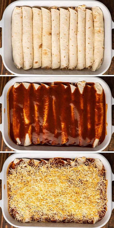 Easy Chicken Enchiladas, Pork Enchiladas, Easy Chicken Dinner, Mexican Treats, Chicken Enchiladas Easy, Homemade Sauce Recipes, Homemade Enchilada Sauce, Creamy Garlic Chicken, Homemade Enchiladas