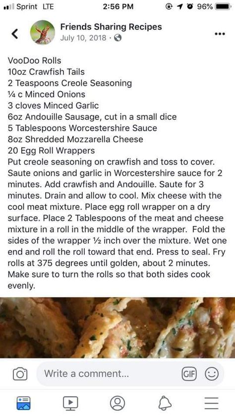 Voodoo Recipes, Voodoo Egg Rolls, Voodoo Rolls Recipe New Orleans, Cajun Egg Rolls, Voodoo Egg Rolls Recipe, Crawfish Egg Rolls, Crawfish Dishes, Nola Recipes, Crawfish Recipes