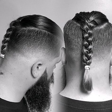 #ManBraid Alert: An Easy Guide to Braids For Men Undercut Braid, Undercut With Beard, Viking Haircut, Braids With Fade, Men With Long Hair, Braids Men, Braids With Shaved Sides, Viking Braids, Viking Hair