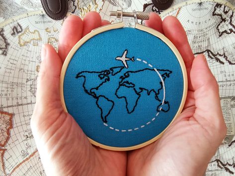 World map and plane Machine Embroidery Design World Map Embroidery, Map Embroidery, World Map Outline, Plane Silhouette, Machine Embroidery Design, Embroidery Machine, Machine Embroidery Designs, Embroidery Design, World Map