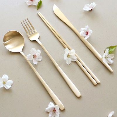 [Notdam] Korean Handmade Brassware Yugi Dinner Moon Cutlery 4P 4set/Yoons Kitchen Korean Cutlery Aesthetic, Cutlery Aesthetic, Korean Cutlery, Healthy Dishes, Interior Decorating, Tin, Copper, Moon, Brass