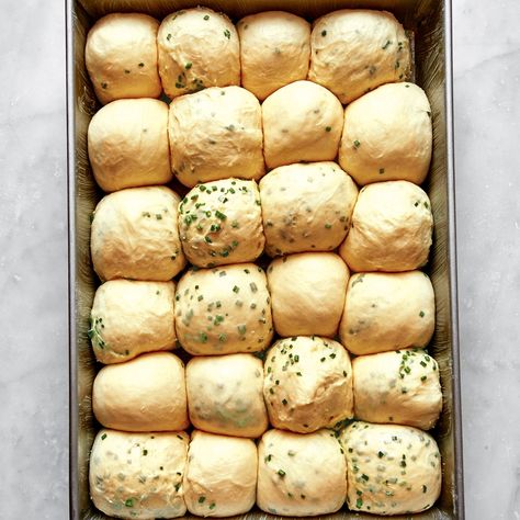 Sour Cream Rolls, Chive Rolls, Claire Saffitz, Parker House Rolls, Baked Rolls, Fry Recipes, Parker House, Turkey Sandwiches, Pull Apart