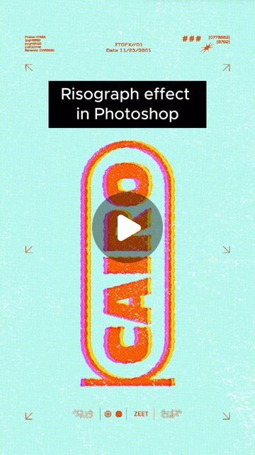 ZEET on Instagram: "Create this editable Risograph effect in Adobe Photoshop.
.
.
.
.
.
#graphicdesign #graphicdesigntips #photoshop #risograph #photoshoptutorial #photoshoptips #adobephotoshop #typography #designtutorial #dailytype #posterdesign #designhack #designhacks #graphicdesigndaily" Risograph Photoshop, Riso Effect, Digital Risograph, Risograph Effect, Risograph Effect Photoshop, Riso Effect Photoshop, Print Effect Photoshop, Riso Print Effect Procreate, Risograph Colour Chart