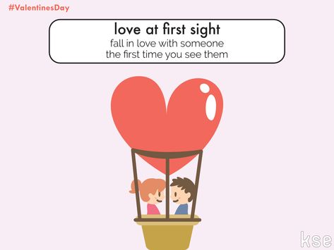 LOVE IDIOM: love at first sight Valentine's Day / St Valentine Love Idioms, Idiomatic Expressions, Idioms And Phrases, St Valentine, Phrasal Verbs, English Vocab, Love My Dog, English Idioms, American English