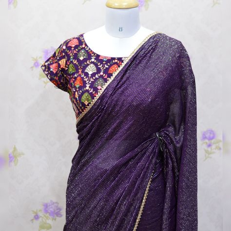 Work Blouse With Plain Saree, Blouse With Plain Saree, Chiffon Saree Blouse Design, Chiffon Saree Blouse, Saree Blouse Design, Saree Work, Latest Bridal Blouse Designs, Cotton Blouse Design, Simple Saree Designs