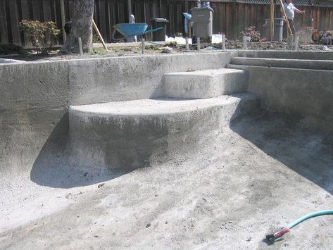 Inground Pool Coping, Inground Pool Maintenance, Pool Steps Inground, Cement Pools, Pool Makeover, Concrete Pools, Gunite Swimming Pool, Luxury Pools Backyard, Pool Resurfacing