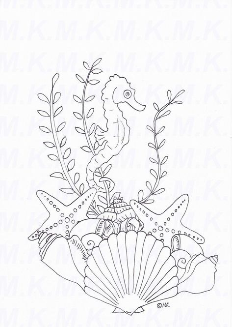 Doodle Zen, Ocean Drawing, Ocean Tattoos, 흑백 그림, Pola Sulam, Seahorses, Tattoo Stencils, Ocean Art, Coloring Book Pages