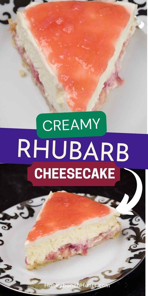 Cream Cheese Rhubarb Recipes, Sour Cream Rhubarb Pie, Rhubarb Cheesecake Recipes, Strawberry Rhubarb Cheesecake, Rhubarb Pudding Cake, Recipes Rhubarb, Easy Rhubarb Recipes, Sour Cream Topping, Rhubarb Cheesecake