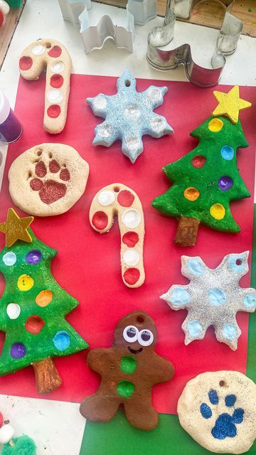 Salt Dough Pet Ornaments, Salt Dough Fingerprint Ornaments, Saltdough Tree Decorations Kids, Salt Dough Angels, Flour Ornaments Recipe Salt Dough, Salt Dough Recipe No Bake, Salt Dough Ornaments For Kids, Salt Dough Ornament Ideas, Fingerprint Ornaments