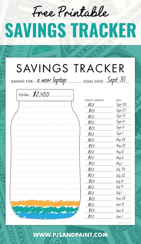 Free Printable Savings Tracker - Budgeting Printables Printable Savings Tracker, Saving Money Chart, Savings Chart, Money Chart, Money Template, Money Planner, Tracker Free, Goals Template, Save For House