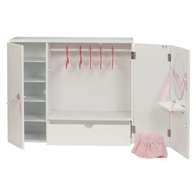 Our GenerationÂ® Wooden Wardrobe #Generation, #Wooden, #Wardrobe Our Generation Doll Accessories, Doll Clothes Hangers, Doll Storage, American Girl Accessories, Doll Closet, Wooden Wardrobe, Our Generation Dolls, Doll Wardrobe, Girl Closet