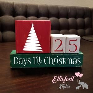 Days Till Christmas Countdown Block Set Days Till Christmas Countdown, Countdown Till Christmas, Countdown Blocks, Christmas Blocks, Christmas Crafts To Sell, Wood Block Crafts, Mantle Shelf, Days Till Christmas, Dollar Store Christmas