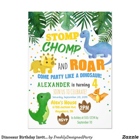 Dino Party Invitation, 3rd Birthday Party For Boy, Safari Birthday Invitation, Dinosaurs Birthday, Invites Birthday, Dinosaur Birthday Party Decorations, Dinosaur Birthday Invitations, Bday Invitations, Boy Birthday Invitations