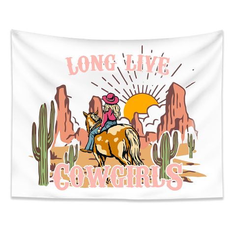 PRICES MAY VARY. Material & Size: This cowgirl western tapestry is 44" x 60" and made from polyester fabric. It's soft, lightweight, durable, and odor-free, making it easy to hang on the wall. Cowgirl Decor: This cowgirl-themed country tapestry adds retro western charm to any space! Long live cowgirls! Perfect Gift: This cute wall tapestry is an ideal gift for friends ,family members, teachers or loved ones, creating a cowgirl wonderland in any space. Multi-Scene and Purpose: You can use it as t Girls Cowgirl Bedroom, Disco Cowgirl Bedroom, Disco Cowgirl Room, Country Tapestry, Cowgirl Theme Bedrooms, Cowgirl Bedroom Ideas, Country Girl Rooms, Teen Room Decor For Girls Teenagers, Western Tapestry