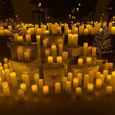 Each candle is powered by 2 AA batteries and controlled by a remote control from 5-10 metres away. One remote controls all candles. High quality battery can last more than 300 hours. The bulb can last more than 30,000 hours. You can reuse them again and again. Our flameless candles are safe and flameless, with LED lights, no fire and no smoke. There is no need to worry about the fire caused by the elderly, children or pets knocking over the candles. It is an excellent living item to create a war Candle Backdrop, Flameless Candle Set, Ivory Candles, Fake Candles, Electronic Candles, Battery Candles, Led Pillar Candle, Flameless Led Candles, Electric Candles